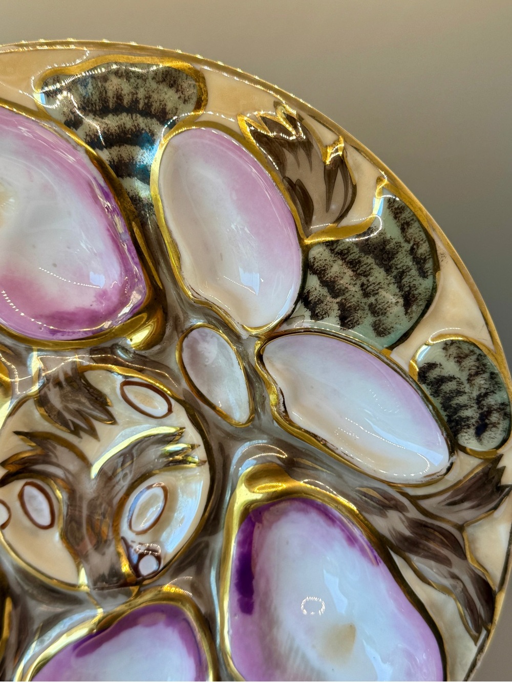 EUC Vintage Antique Carl Tielsch & Co Oyster Plate with turkey pattern - Picture 5 of 9